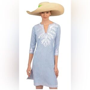 GRETCHEN SCOTT Designs Reef Embroidered Pinstripe Tunic Dress